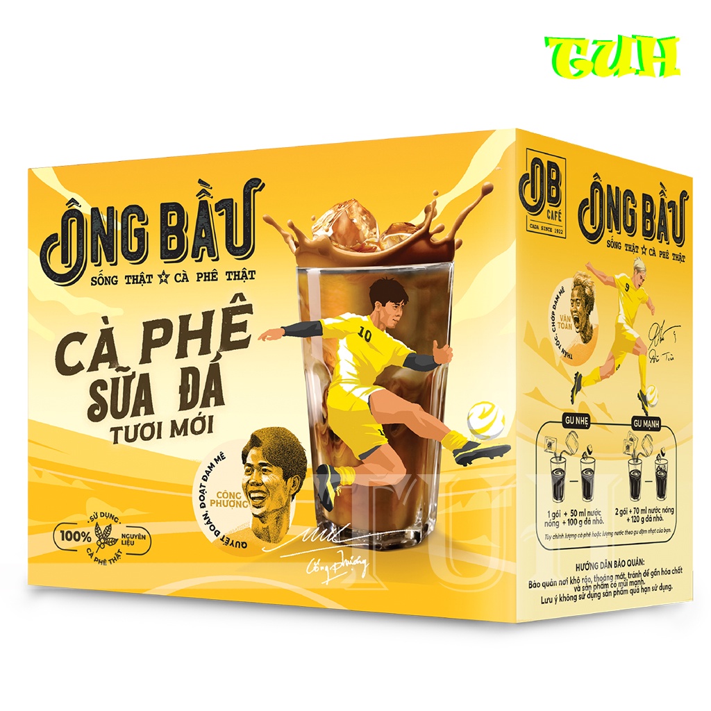 Cà Phê Sữa Đá Ông Bầu Hộp Vàng 240g, 2 Hộp 10gói/1hộp, cà phê ob, ob cafe-TUH Store