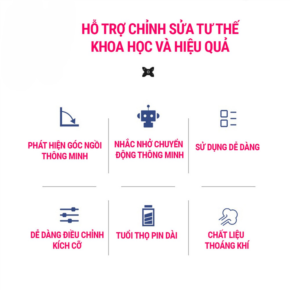 Đai chống gù lưng điện tử {LOẠI CHUẨN} dùng cho người lớn trẻ em bé trai bé gái học sinh thông minh báo rung SPORTY BC18