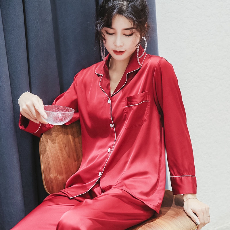 Bộ Đồ Ngủ Tay Dài Bằng Vải Satin Gợi Cảm Cho Nữ | BigBuy360 - bigbuy360.vn