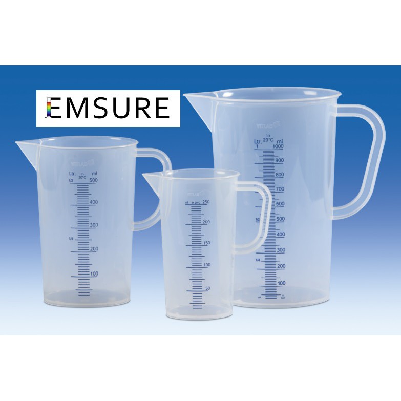 [Hàng Đức] Ly Cốc Ca nhựa đong lường pha chế 2-3-5 lít tiêu chuẩn EU | Graduated beakers, PP, blue raised scale