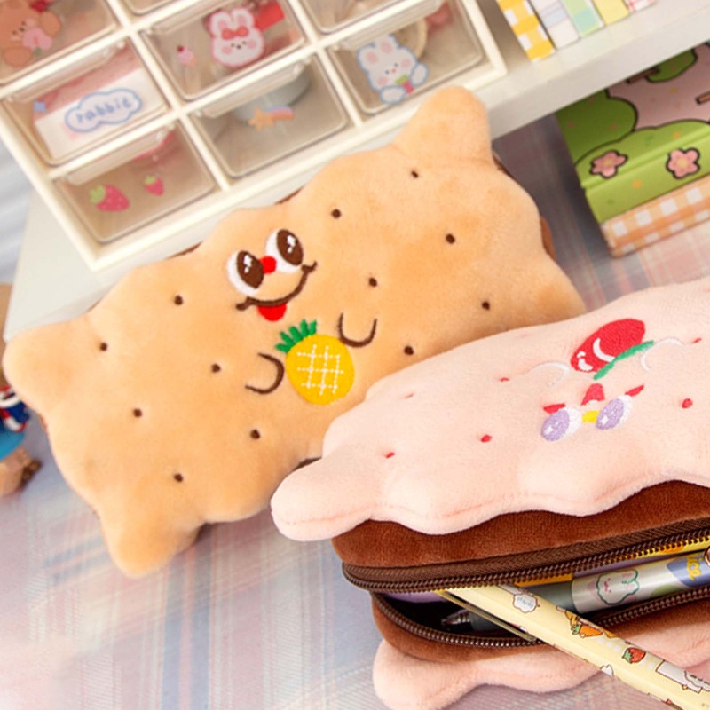 Túi Đựng Bút/ Mỹ Phẩm Hình Bánh Quy Hoạt Hình Nhồi Bông Dễ Thương Cho Nữ Sinh