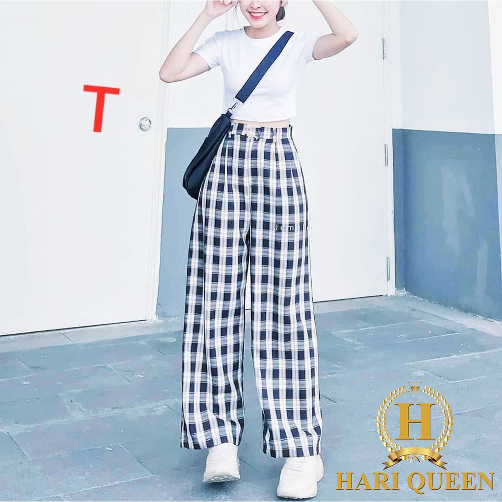 FREE SHIP ĐƠN TỪ 50K Sét quần thô kẻ+áo croptop DTR0620 1