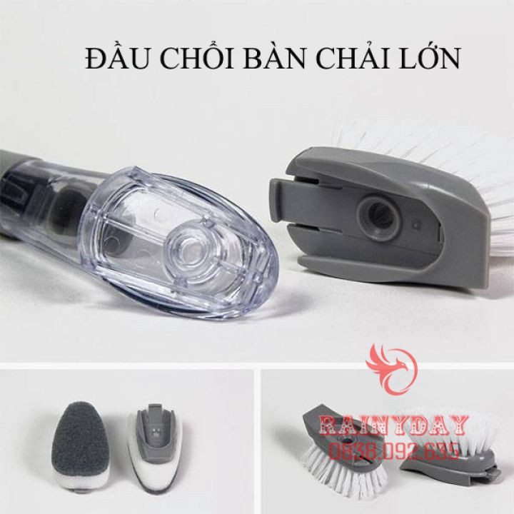 Bàn chải nhựa chà sàn đa năng cán dài tự động xịt nước cây chổi bọt biển cọ rửa nhà bếp phòng tắm vệ sinh