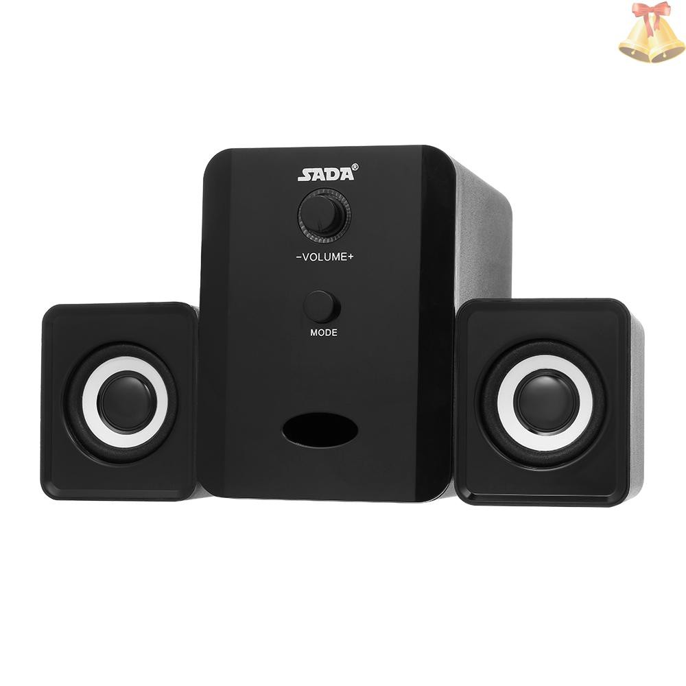 ONE SADA D-201 USB Wired Bluetooth Speaker Set Computer Speakers Bass Music Player Subwoofer Sound Box for Desktop Laptop Tablet PC Smart Phone