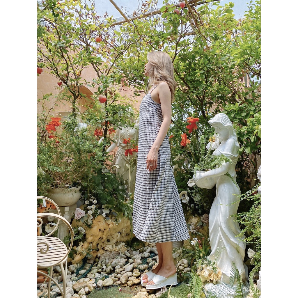 Đầm dài 2 dây caro Wand Dress Gem Clothing SP060603
