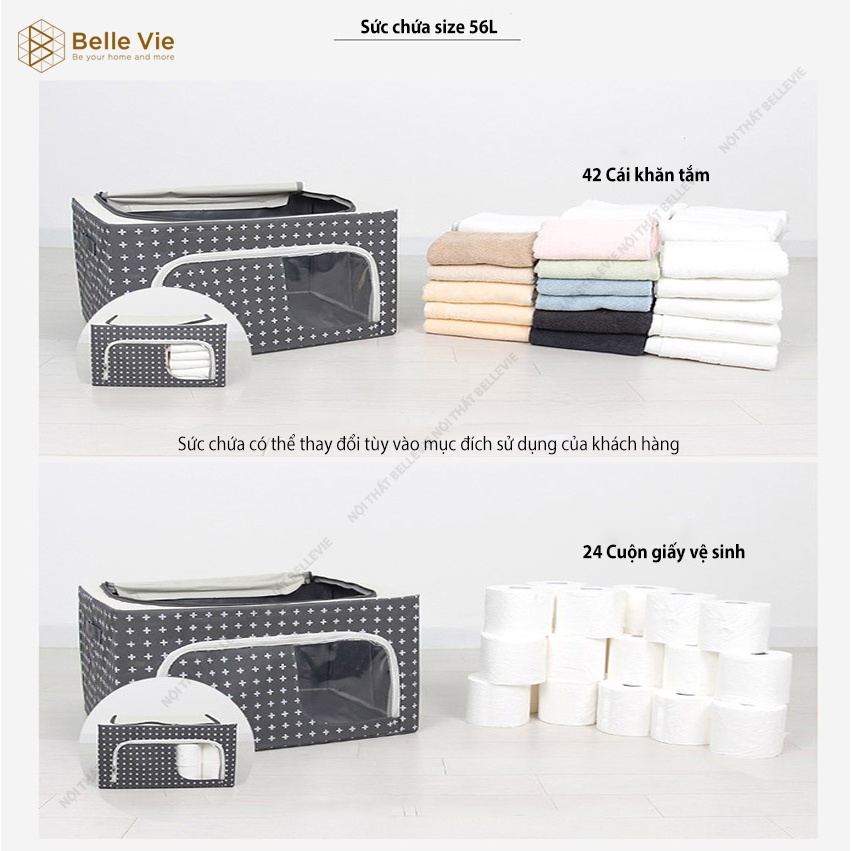 Túi Đựng Quần Áo BELLEVIE Hộp Vải Đựng Quần Áo Tiện Dụng Khung Thép Chống Thấm Nước Hàng Xuât Khẩu