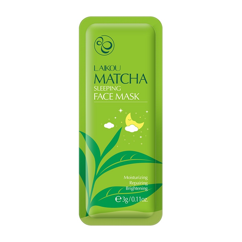 Mặt nạ ngủ matcha trà xanh Matcha Mud Mask Laikou Dưỡng ẩm Phục hồi Sáng da gói mini 3g