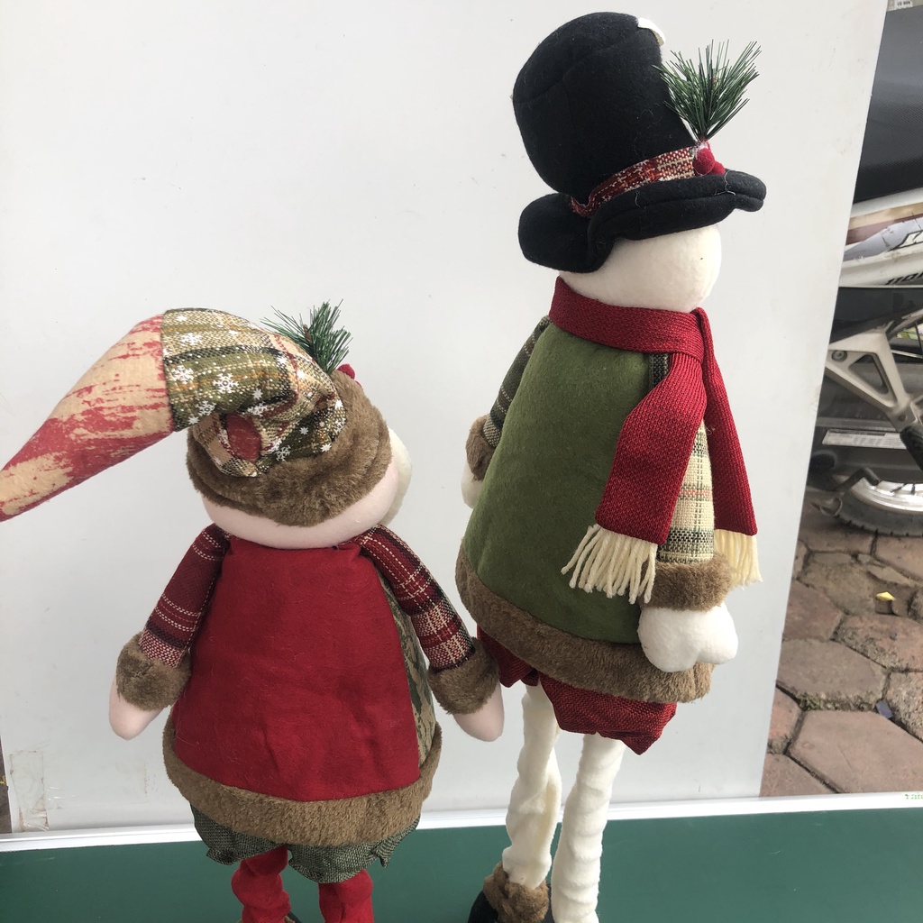 Cặp người tuyết ông già Noel kéo dài chân cao 80cm trang trí Giáng Sinh Noel