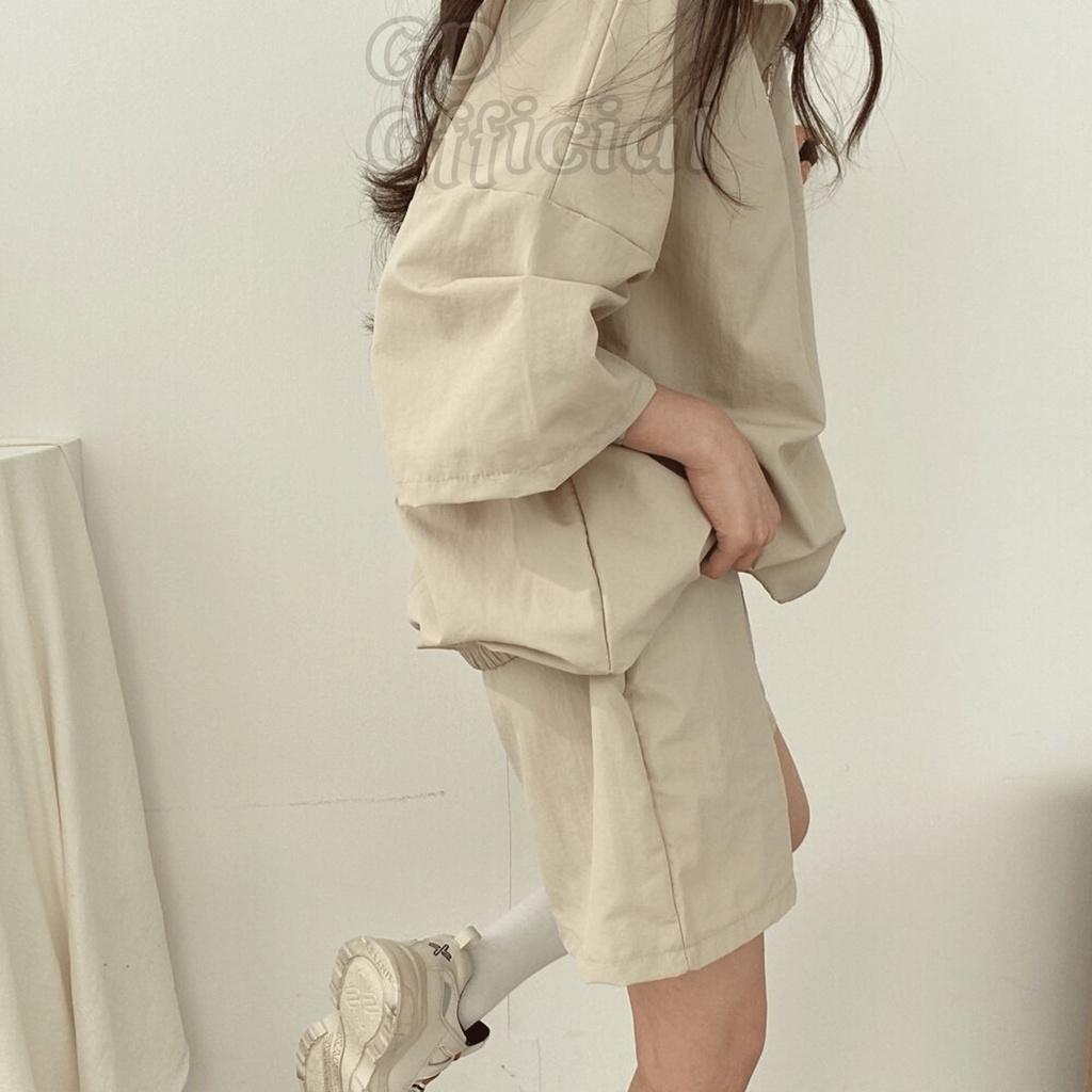 N3|Set bộ thể thao, mặc nhà mùa hè nữ năng động gồm áo phông và quần short ngắn màu xanh, xám, kaki GD Official