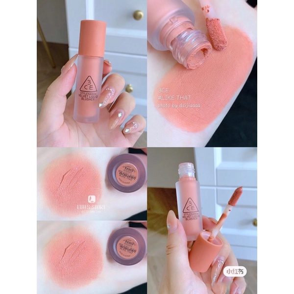 Má Hồng Kem 3CE Velvet Liquid Blusher