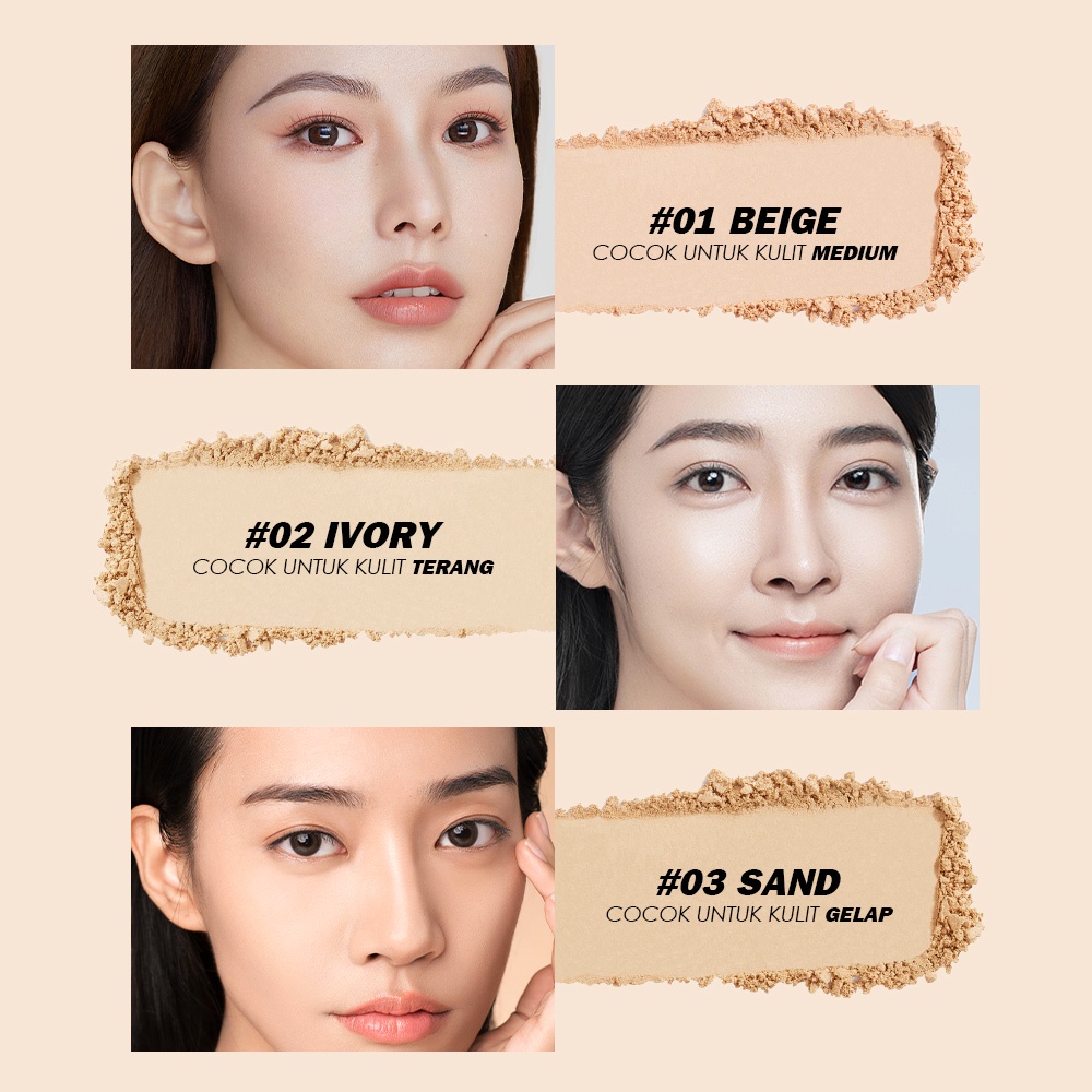 Phấn phủ SANIYE R5004 trang điểm kiểm soát dầu với 3 tông màu tùy chọn 10g