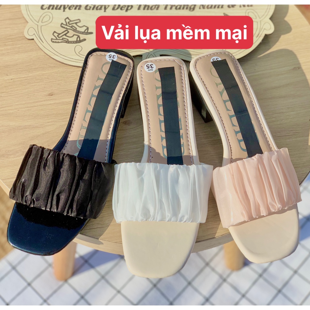 Guốc dép cao gót nữ 3 phân đế vuông trụ chắc chắn quai lụa mềm mại thời trang đẹp kiểu 3p 5p sang chảnh-giày dép 97