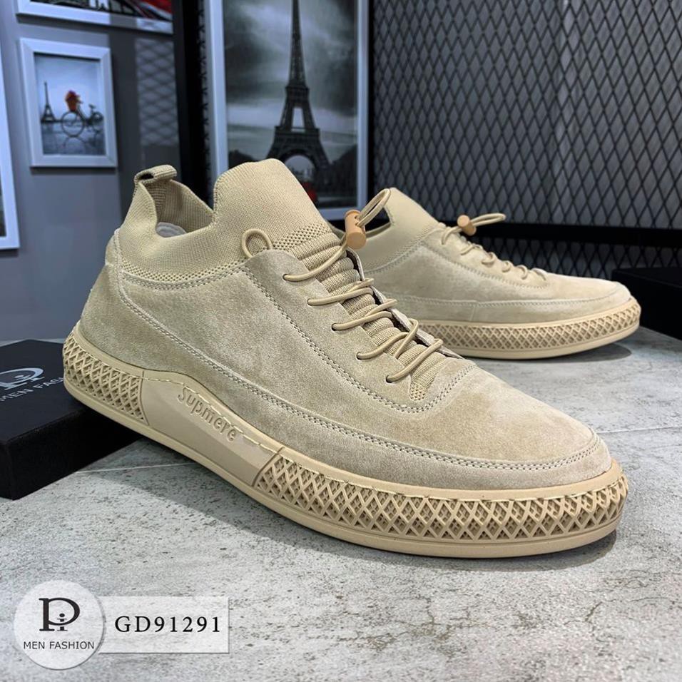 Giày Da Sneaker Nam Thời Trang Cao Cấp - Giày Da Lộn Tôn Dáng GD91291 shopthoitrang