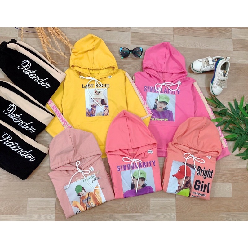 Bộ nỉ da cá bé gái size Đai 20-35kg