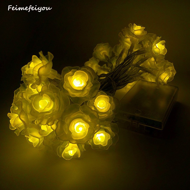 Remote Battery Operated Lotus String Lights 2m 20 LED Flower Fairy Light String