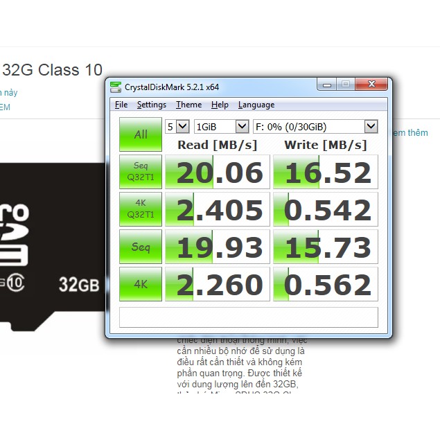Thẻ nhớ 16G class 4 tặng đầu đọc thẻ nhớ