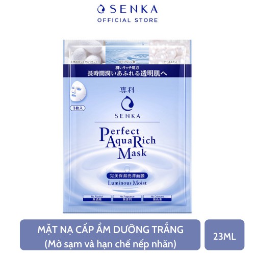 [Mã FMCGMALL -8% đơn 250K] Mặt nạ dưỡng ẩm trắng da Senka Perfect Aqua Rich Luminous Moist Mask 23ml_14647 | BigBuy360 - bigbuy360.vn