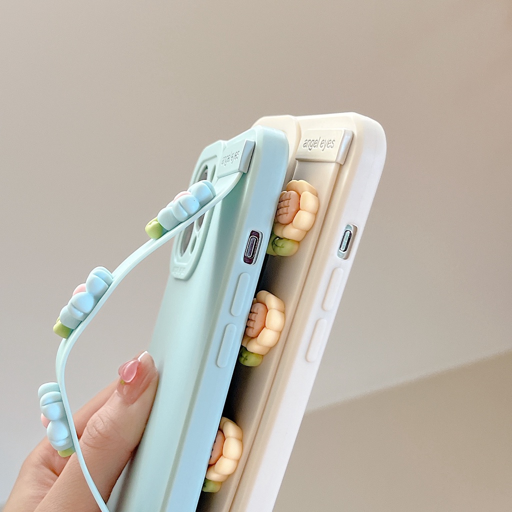 Ốp Điện Thoại Silicon Mềm Chống Sốc Họa Tiết Hoa Gắn Kèm Dây Đeo Dành Cho iPhone 13 12 11 Pro Max XR XS Max X