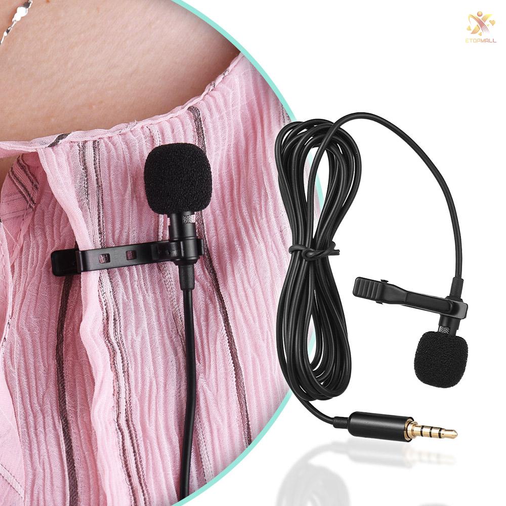 ET Andoer EY-510A Mini Portable Clip-on Lapel Lavalier Condenser Mic Wired Microphone for  iPad Android Smartphone DSLR Camera Computer PC Laptop