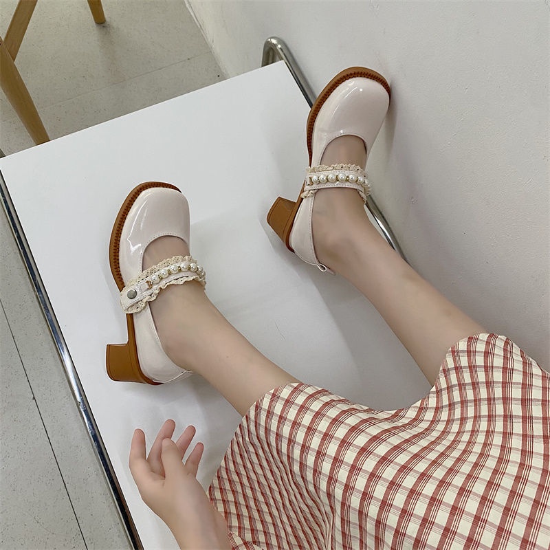 Giày Mary Jane Chất Liệu Da Mỏng Thời Trang Mùa Hè Phong Cách Nhật Bản