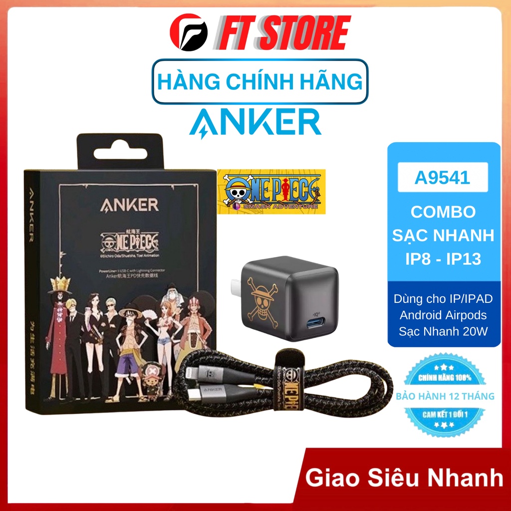 Bộ sạc Anker ONEPIECE ĐẶC BIỆT PowerPort 3 Nano 20W A2633 + Cáp C to L A9541 1.2M