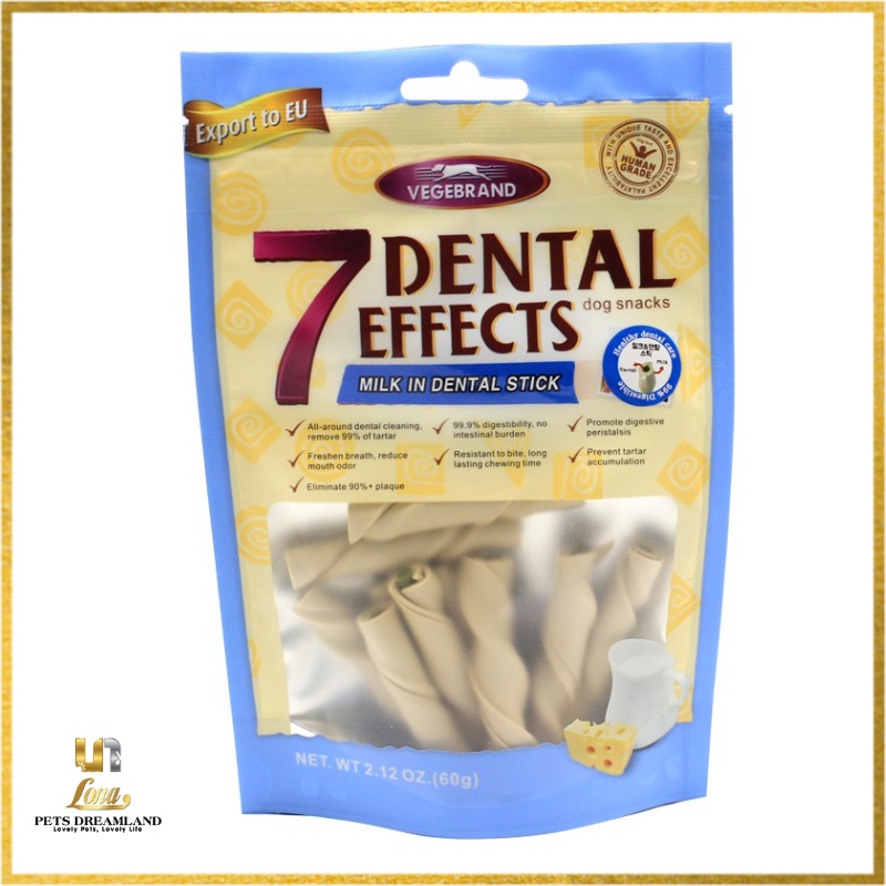 Bánh Snack 7 Dentals Effects Cheese gặm sạch răng cho cún 60g - Lona Pets