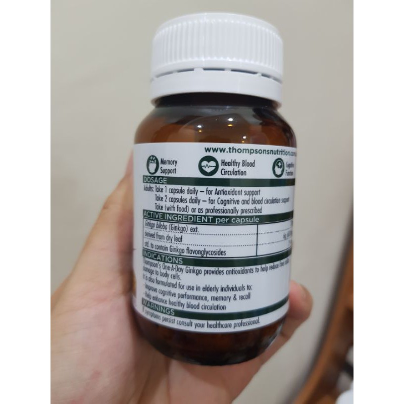 Tuần hoàn não Ginkgo Biloba 6000mg, hộp 60 viên, ảnh bill phía sau, Thompson nhé, đừng hỏi chuẩn không nha, nghe mệt | Thế Giới Skin Care