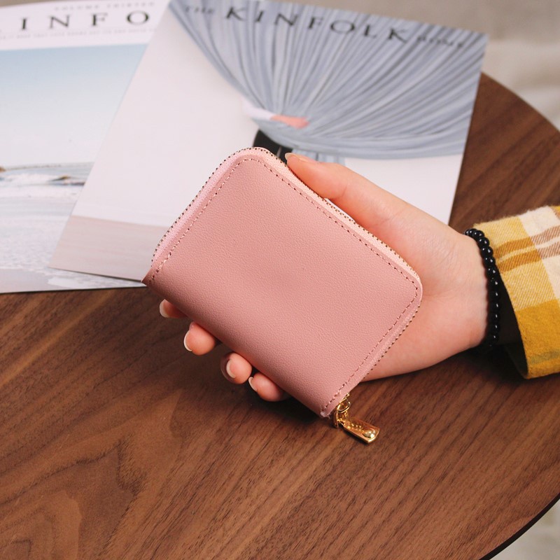 Ví đựng thẻ/ bằng lái xe IELGY màu trơn có khóa kéo cho nam và nữ