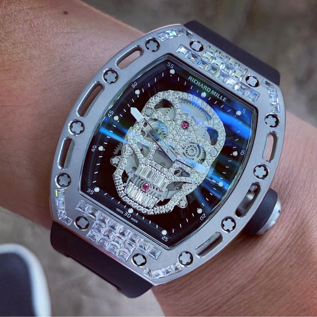 Đồng Hồ Nam RM SKULL Xuyên Thấu Size 42mm, Máy Cơ Automatic Nhật, Chống Nước