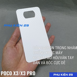[Xiaomi Poco M3/ X3/ X3 Pro] Combo dán lưng 3D chống xước vân Cacbon, dán kính camera