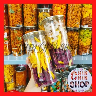 Khoai môn mix khoai tím, khoai vàng sợi sấy giòn lon 300g chin chin shop, khoai mix 3 vị, giòn rụm .
