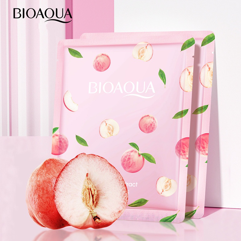 Mặt nạ Dưỡng Trắng và Cấp Ẩm cho da chiết xuất Trái Đào Tươi BIOAQUA Peach Extract Hexapeptide Extract