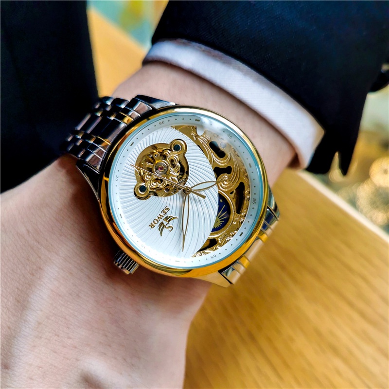 Đồng Hồ Cơ Nam Tự Động AUTOMATIC Chính Hãng SEWOR S22 TD4 Dây Thép Đúc Đặc Cao Cấp Thời Trang Sang Trọng Đẹp Giá Rẻ A1