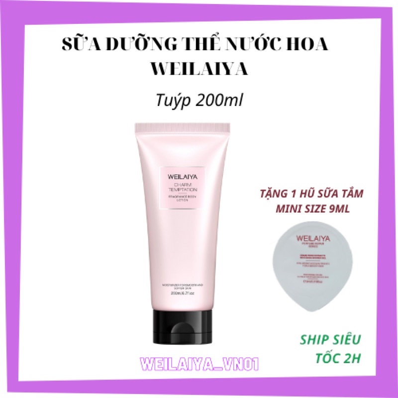 Sữa dưỡng thể Weilaiya 3 tầng hương nước hoa Body Lotion Weilaiya Tuýp 200ml