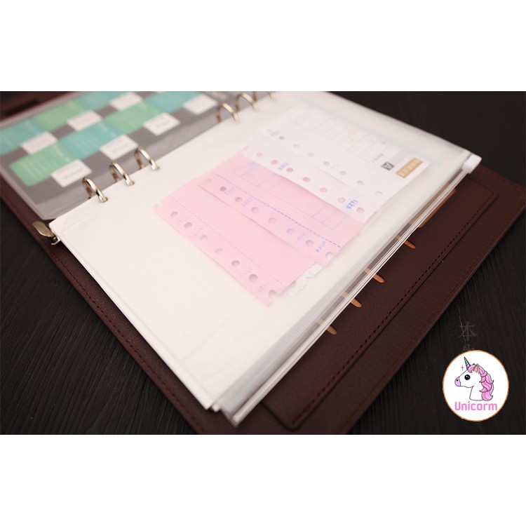 (A5 )Túi zip đựng sticker và túi đựng thẻ cho sổ còng planner A5