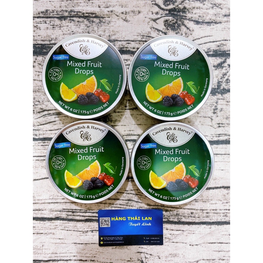 KẸO C&H SUGAR FREE MIXED FRUIT DROPS 175G