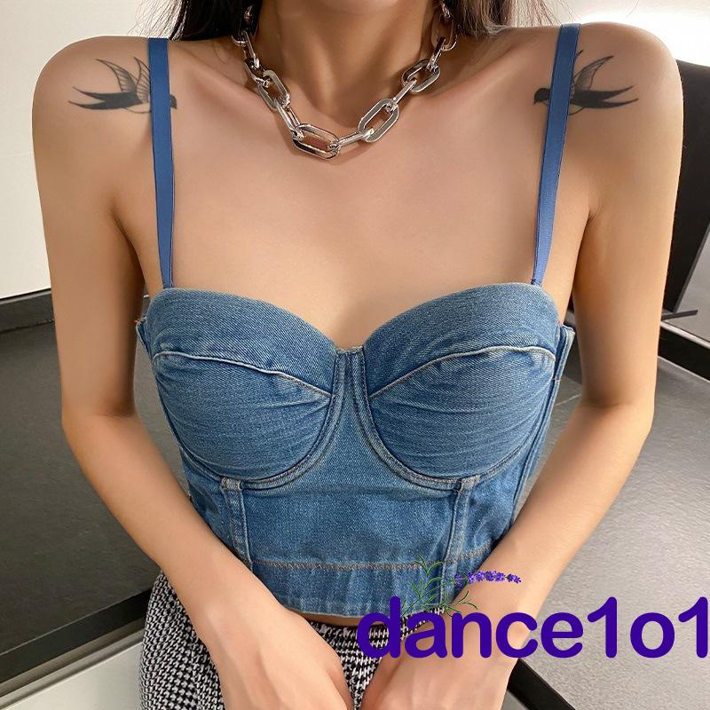 Áo Denim Hai Dây Không Trượt Có Thể Điều Chỉnh Dành Cho Nữ