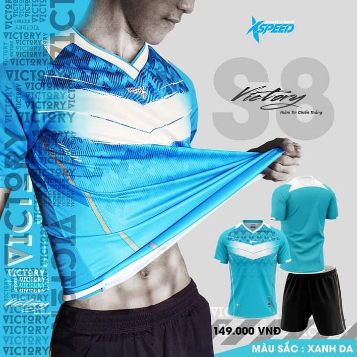 [ Thun thái ] Bộ quần áo đá bóng không logo speed xanh dương ( áo bóng đá thiết kế KL )