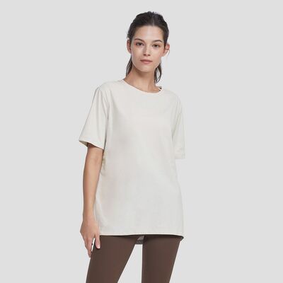Áo thun ANDAR cổ tròn form rộng tay ngắn xẻ 2 bên hông logo sau cổ và tay