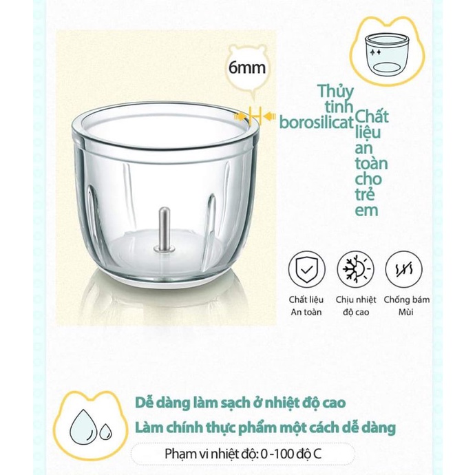 Cối thủy tinh thay thế máy xay bear 0.3l ( chính hãng)