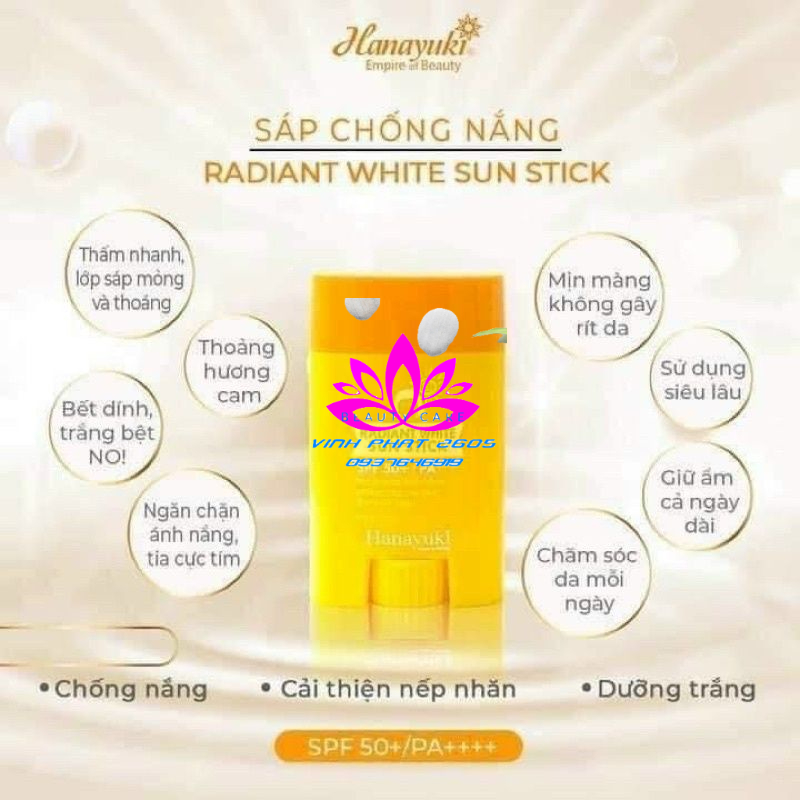 [Chuẩn Công Ty]SÁP CHỐNG NẮNG HANAYUKI RADIANT WHITE SUN STICK