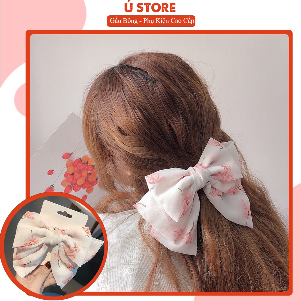 Kẹp tóc nơ lụa Lớn phong cách Hàn Quốc thanh lịch, nữ tính Hàng loại 1