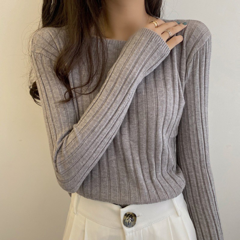 Áo len nữ dài tay cổ tròn thời trang Hàn | BigBuy360 - bigbuy360.vn