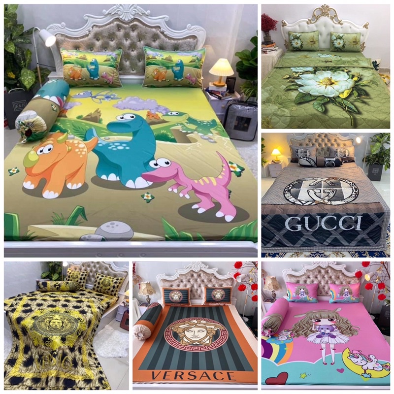 TRỌN BỘ DRAP GA THUN Ý 5D CÓ MỀN CHẤT BAO MÁT LẠNH