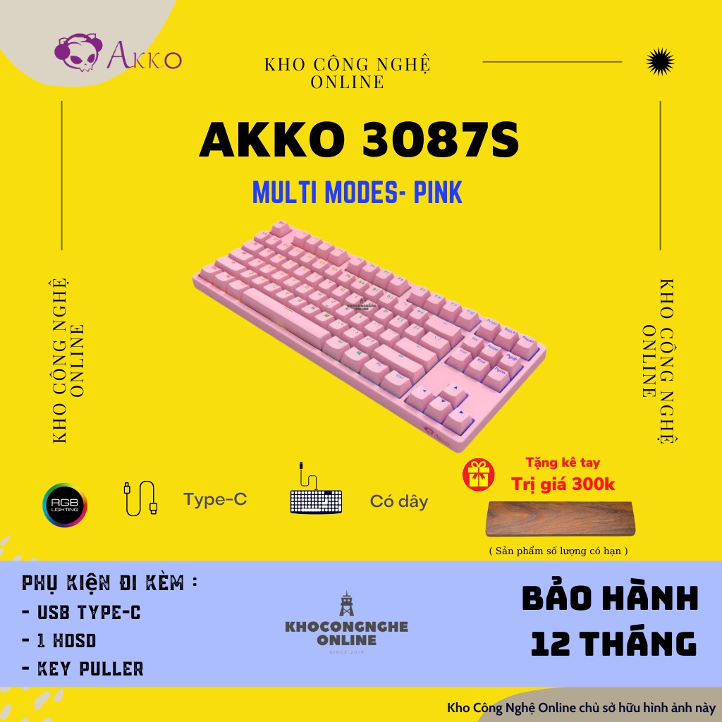 [Mã 33ELSALE hoàn 7% đơn 300K] Bàn phím cơ AKKO 3087S RGB – Pink (cherry switch / akko switch)