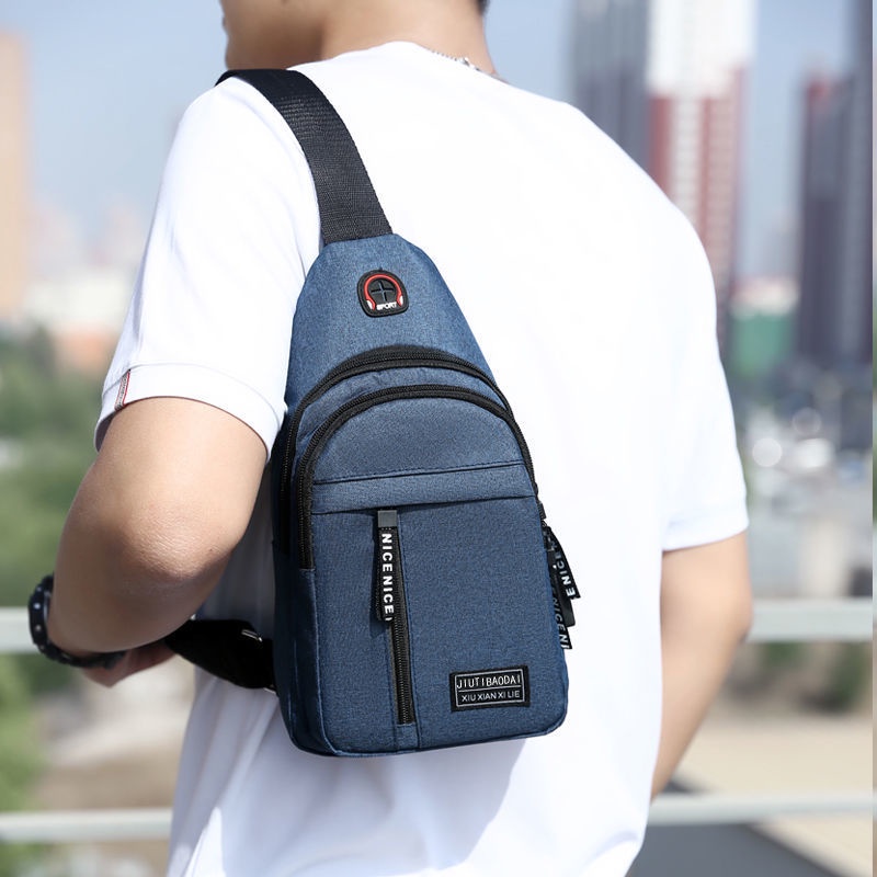 Túi đeo chéo ngực nam nữ unisex vải canvas phong cách thời trang Hàn Quốc