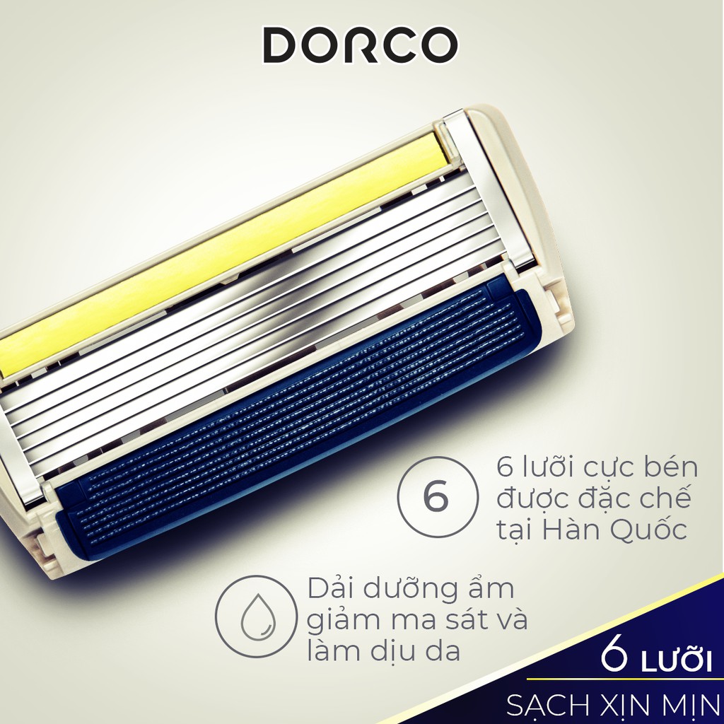 Vỉ 04 Đầu Cạo Râu 6 Lưỡi Dorco Pace 6 Plus SXA 5040-B