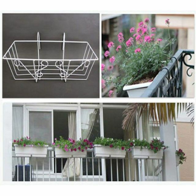 SET 2 Chậu Nhựa KÈM Giá Treo Thông Minh Trồng Rau, Trồng Hoa Hình Chữ Nhật