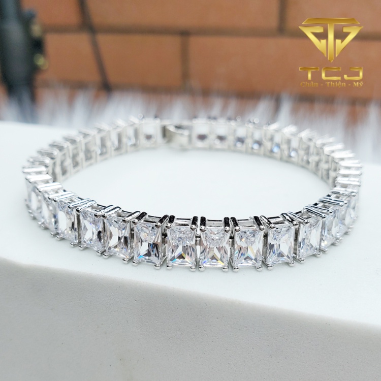 Lắc nam bạc ý 925 xi vàng trắng thiết kế full đá sang trọng LN005 Trang sức Toàn Cầu TCJ