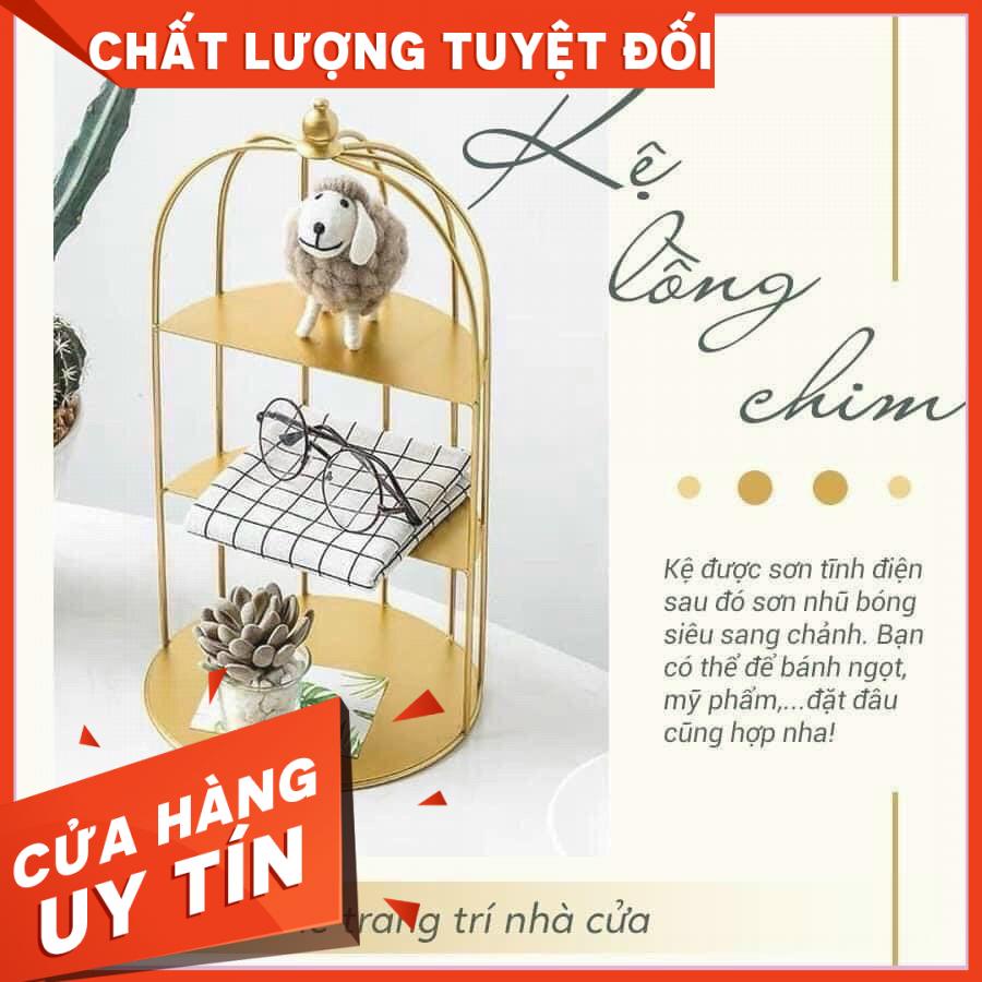 KỆ MỸ PHẨM LỒNG CHIM 3 TẦNG/ KỆ MỸ PHẨM MICA  XOAY 360 ĐỘ - SHOP ONLILE